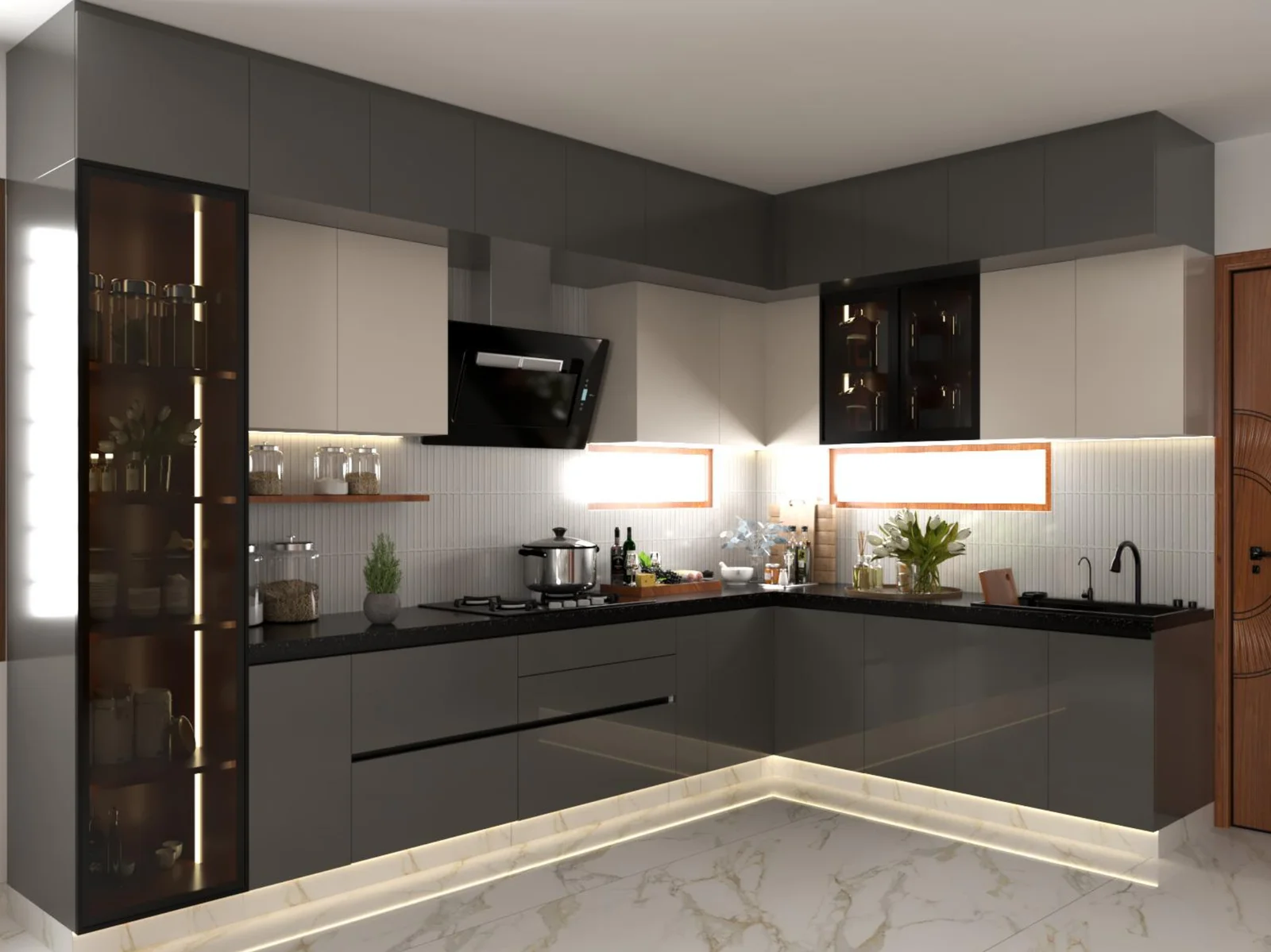 Timberlane modular kitchen with grey cabinets